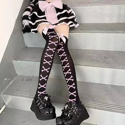 Goth Big Spider Pattern Silk Stockings Gothic Vintage Dark Fishnet Tights Women Emo Alternative Sexy Spider Web Witch Pantyhose
