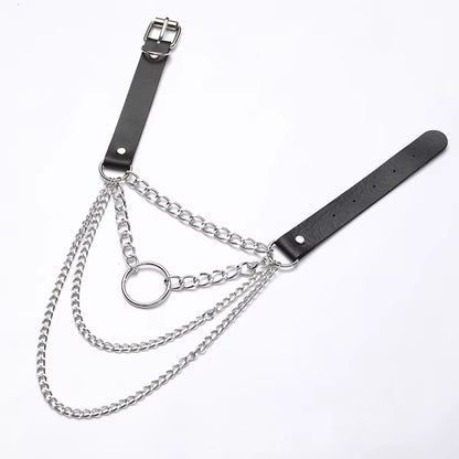 Layered Chain Necklace Punk Choker Collar Goth Pendant Necklace Women Black Leather Emo Gothic Jewelry