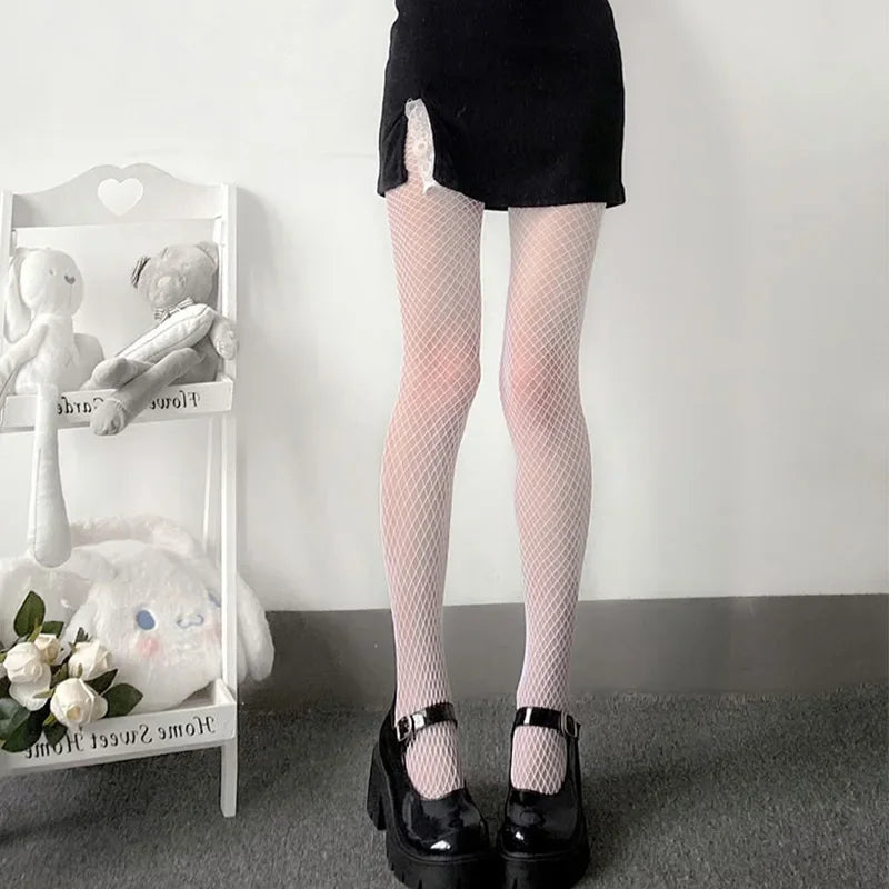 Hot Selling Summer Lolita Fishnet Body Stockings Fish Net Pantyhose Mesh Nylon Tights Lingerie Skin JK Cos Fishnet Waist Hosiery