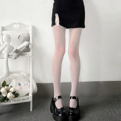Hot Selling Summer Lolita Fishnet Body Stockings Fish Net Pantyhose Mesh Nylon Tights Lingerie Skin JK Cos Fishnet Waist Hosiery