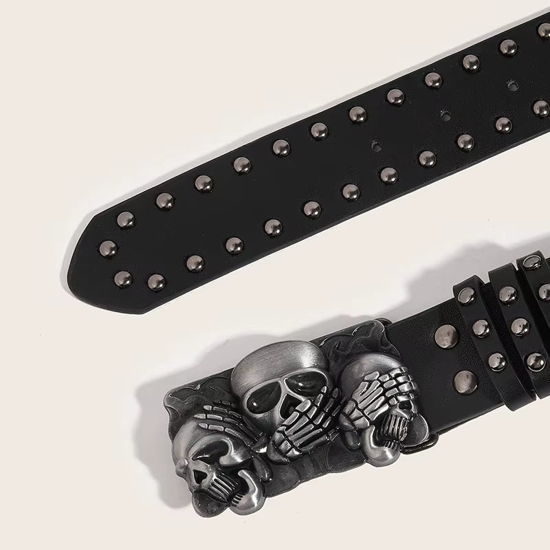 Desinger Belts for Women High Quality Luxury Brand Punk Goth Rivet Black Jeans Unisex Men Belt Paw Skull Buckle Waistband Man