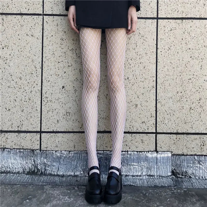 Hot Selling Summer Lolita Fishnet Body Stockings Fish Net Pantyhose Mesh Nylon Tights Lingerie Skin JK Cos Fishnet Waist Hosiery