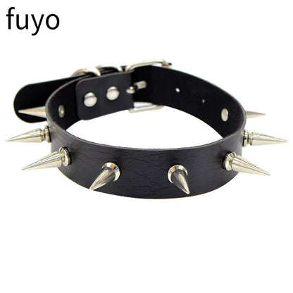 New Goth Choker Necklace Men Punk Rock Heart Geometry PU Necklace for Women Choker Gothic Bondage Goth Chocker Neck Jewelry