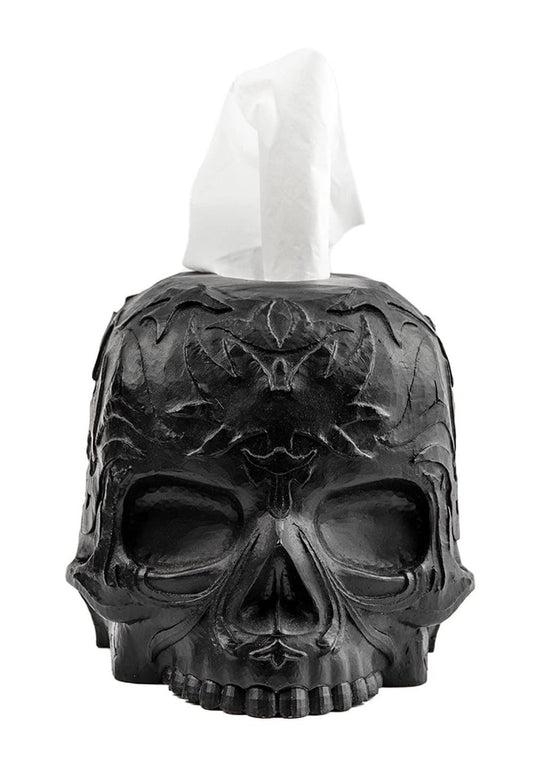 Skull Tissue Box Cover Square Black - Gothic Home Decor, Skull Gifts for Men ...