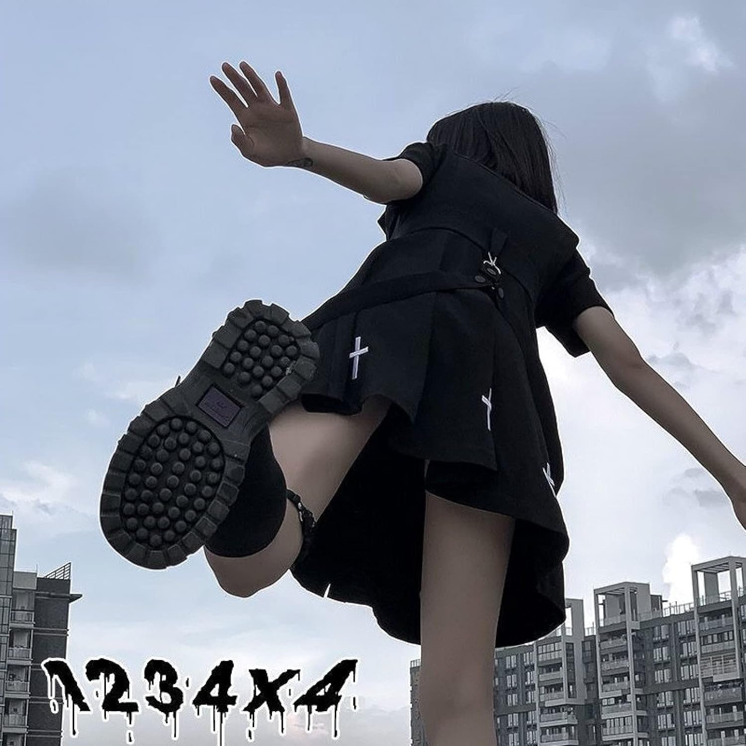 Goth Dress Punk Gothic Harajuku Summer Black Mini Dress Shirt Women Short Sleeve Emo Clothes Mall Goth Accessories