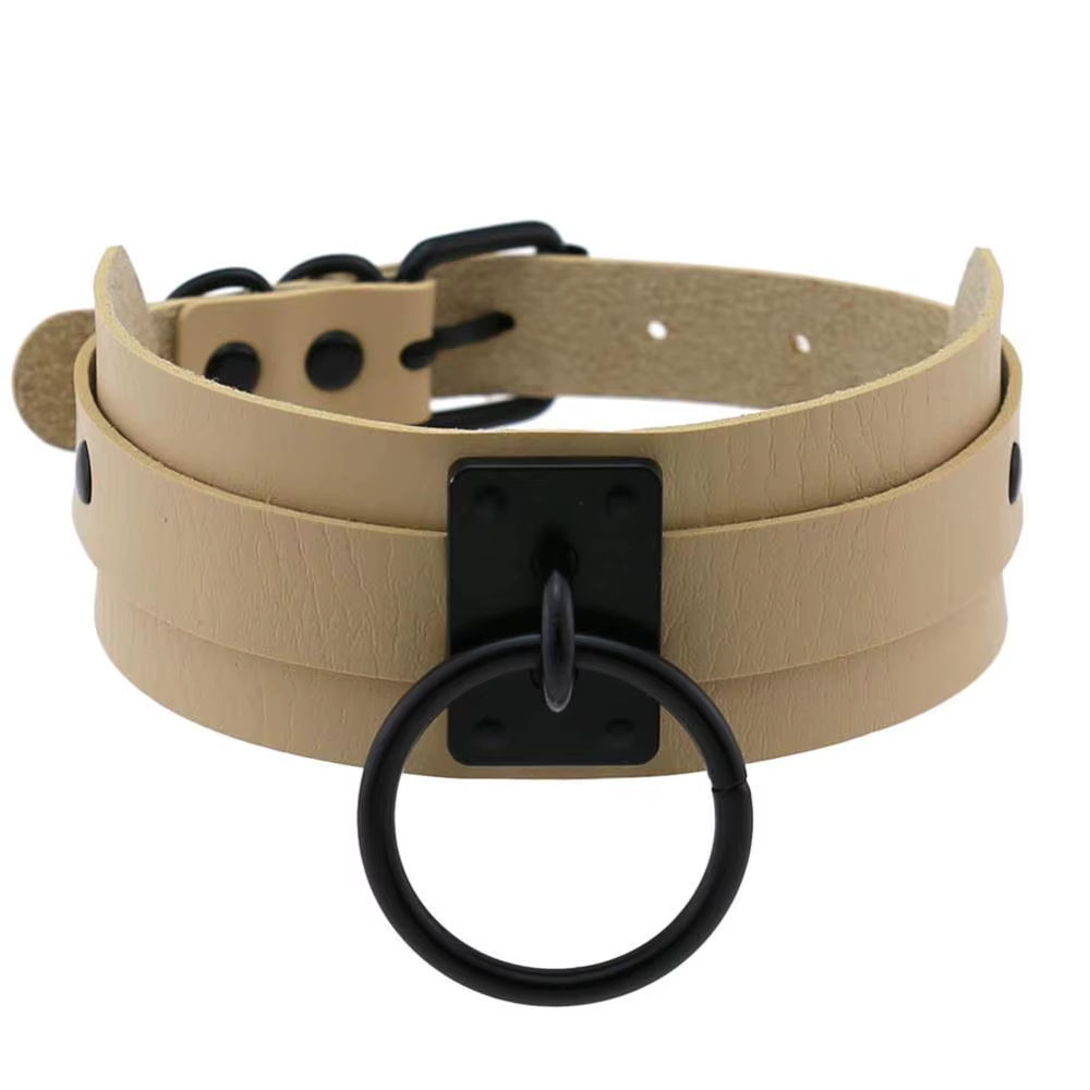 Punk Black O-Round Metal Leather Choker Collar Goth Fashion Necklaces 2023 Women Girls Rock Harajuku Emo Gothic Jewelry